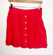 ModCloth Salmon Pull On Decorative Button Mini Skirt