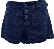 Vintage 90s Contempo Casuals Size 7 Shorts Hot Pants Navy Blue Button Fly Pocket