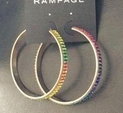 New Rampage Multi Color Double Row Crystal Hoops