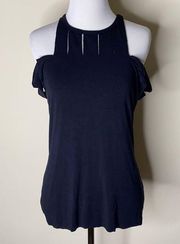 Bailey 44 Navy Scoop Neck Cold Shoulder Tee