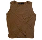 Kerin Vest Chocolate Brown Sleeveless Wool Blend Blouse Top