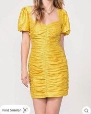 NEW ADELYN RAE Womens Nissa Puff Sleeve Jacquard Honeycomb Dress Medium B27cp