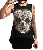 Blackheart Lace‎ Skull Sleeveless Top size medium Black Shirt short sleeve @