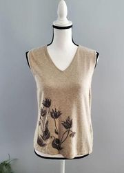 Rena Rowan Woman's Sleeveless Silk Beaded Sweater L