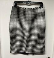 Ann Taylor LOFT Black White Houndstooth Wool Blend Straight Pencil Skirt Size 10