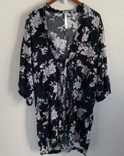 Spiritual Gangster Kimono Robe Floral Abstract Lightweight Artsy Casual OS