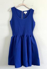 NWT  Engineered Pleat Sapphire Blue Mini Skater Dress