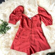 NWOT  Revolve linen puff sleeve romper