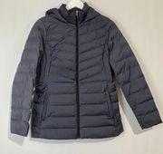 Women’s Hooded Puffer Jacket Dark Grey Size Medium NWOT FLAW