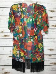 LuLaRoe Monroe Kimono Fringe Cover Up Tropical S