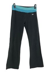 Marika Black w 2-Tone Blue Top Band Athletic Leggings Yoga Pants Wm M