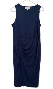 Super Foxx Navy Blue Rouched Side Midi Dress Size Large