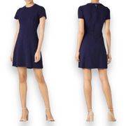 Draper James Ribbed Sailor Button Mini Short Sleeve Dress in Nassau Navy Size XS