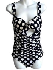 TopMelon Women's One Piece Polka Dot Swimsuit Black and White XL