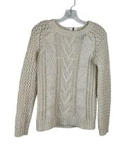 Cynthia Rowley Cable Knit Chunky Sweater Wool Blend Cream Womens Sz XS