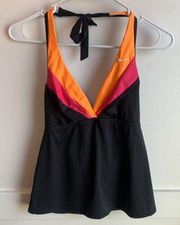 Nike Black, Orange, & Pink Halter Swim Tankini Top