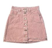 Roxy light pink corduroy button down mini skirt size XS