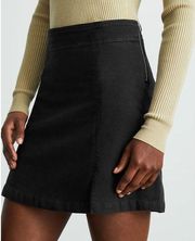 The Moleskin Mini Skirt 10 Velvet Black Side Slit Organic Cotton A-Line