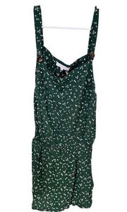 Olivaceous Green Romper with buttons and flowers NWT