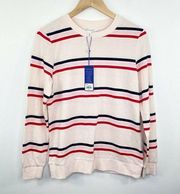 Popsugar Triple Stripe Crewneck Long Sleeve Sweater Women's Size Small S
