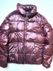 Gap Shiny Wine Puffer Zip-up Jacket Sz XXL Women