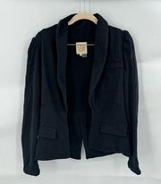 Chaser Black Women Small Open Front Puff Sleeve Casual Modern Classic Jacket