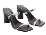 Express Block Heel Snakeskin Strappy Sandal Black Size 8 Minimalist Quiet Luxury