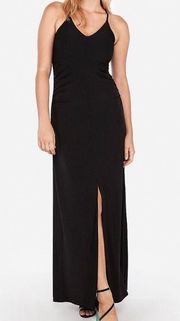 NWOT Black  Ruched Side Slit Maxi Dress New