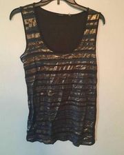 Tahari Size M Black Gold Shell Tank Top