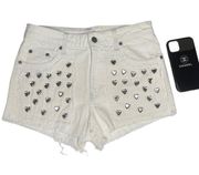 new LF ❤︎︎ Carmar ❤︎︎ Cut Off Fray Denim Shorts ❤︎︎ Crystal Hearts ❤︎︎ White 26