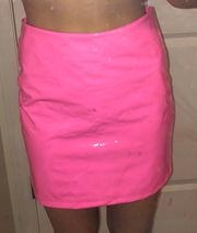 Hot Pink Faux Leather Skirt