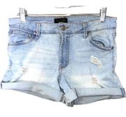 Womens Rachel Roy Denim Cuffed Hem Stretch Shorts Distressed 12