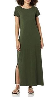 Daily Ritual Hunter Green Crewneck Short Sleeve Maxi Dress M