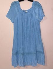 Light Blue Babydoll A Line Mini Dress Size L NWOT!