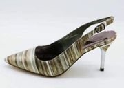 Pierre Dumas Womens Denis-2 Slingback Sandals Pewter Stripe Buckle 7 M New. B76