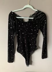 Target Black Velvet Star And Moon Open Back Bodysuit