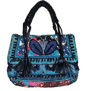 Anthropologie ibBan Dalasa Tote Boho Fringe Embroidered Patchwork Shoulder Bag