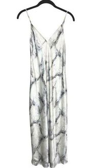 NWT L’AGENCE Jodie Silk Slip Midi Dress White Marble White Ibiza Sz 2 Revolve