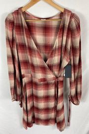 NWT Melrose and Market Plaid long Sleeve Dress Size Medium