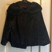 Black Shrug w/ Faux Fur Collar Handmade, No Size, Fits Like A Medium or Large