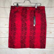 d. jeans. •Mini Skirt • Red • Snakeskin Print • 12