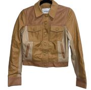 NEW NWOT 10 Crosby  Tan Colorblocked Faux Leather Jacket