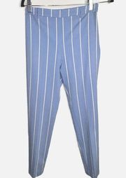 Forever21 Womens Stretch Pinstripe Trousers Ankle Crop Treggings Sky Blue M NWOT