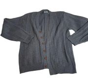 OSCAR DE LA RENTA Medium Button Up Knit Cardigan Sweater Grey