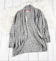 Sundry Women's Gray Leopard Print Long Sleeve Cardigan Size 3 / Large