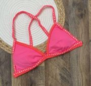 Victoria's Secret Bikini Swim Top Crochet Trim Pink Size Large