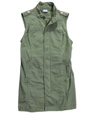 Cabi 5101 Explorer Utility Vest Zip Front Sleeveless Long Elastic Army Green Car