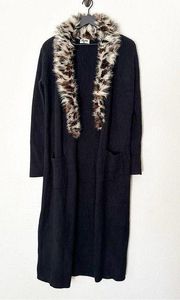 Show Me Your Mumu Lombardi Long Ribbed Cardigan Sweater With Faux Fur Trim