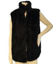 Betsey Johnson Black Shaggy Fuzzy Faux Fur Vest XL