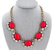 Stella and Dot Mae Rhinestone Statement Necklace Red and Pale Blue